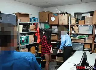 Security Guards Fuck Cute Petite Teen Shoplifter At Work