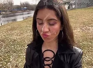 Cum on a girl's face for the park walk?