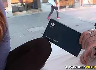 Redhead euro feels emotional pickup for public car sex