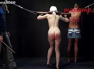 Perverted Guy Canes Petite 18+ Blonde Babe's Narrow Ass!