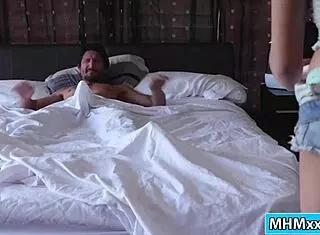 Horny Latina deepthroats stepdad's big cock before intense fucking