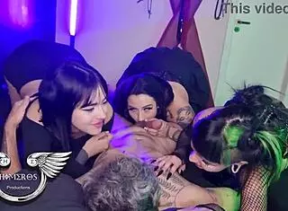 Daughter's friends sucked my cock after party in sheer red!