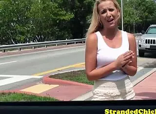 real hitchhiker blonde sucks driver in car pov action. what a wild ride!
