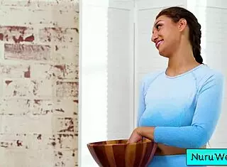 Busty Teen 18+ Masseuse Rubs Naked Body with Nuru Gel on Evan Stone and Bella Rolland