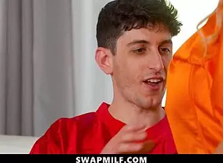 stepmoms seducing stepsons for foursome hardcore orgy