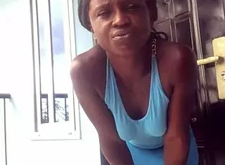 Crazy bitch twerking on balcony
