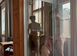 naughty blondes get horny in group suck fest