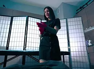 Sexy Nurse In Latex Helps With Semen Analysis