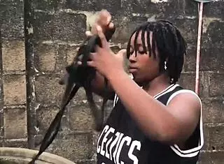 'My boyfriend likes to fuck me by the well side!'