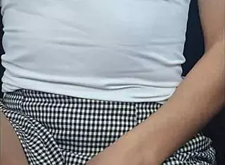 While boyfriend drives, I tease him with my toy and cum everywhere