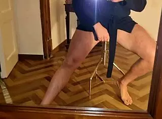 Stepson spies on mother-in-law and jerks off