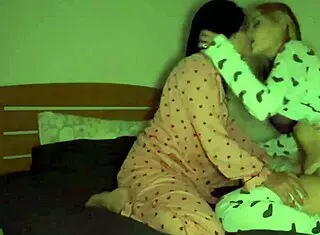 Gentle caresses ended with fucking in bed with big tits