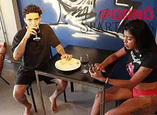 Pretty hairless wife iara confuses husband in bathtub with shaved pussy blowjob