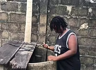 'My boyfriend likes to fuck me by the well side!'