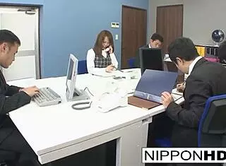 Asian secretary toyed with during her phone call! 😲