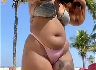 Young African exhibitionist slapped on butt at beach, shocked but sucked him off