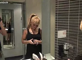 Sabrina moon, blonde chilena, plays with dildo and tits