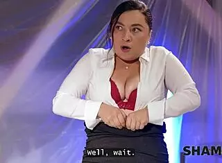 Christina Santes, the Czech boss, is having wild sex with a stranger at work.