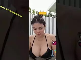 Ana Jalandoni Shows Off in Bikini Downblouse Tease