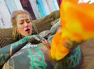 Tattooed Girl Feels Intense Solo Anal Pleasure