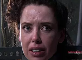 The brunette maid pleasures herself solo in the house.