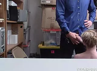 Girl thief Athena Rayne caught and punished at work.