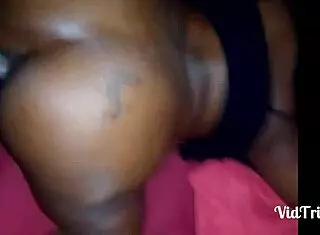 Monster cock contrasts with amateur ebony pussy in creampie remix