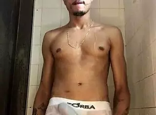 Amateur handjob in shower scene