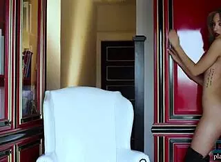 Jeana Turner, this bombshell milf model, strips and rips clothes in softcore video.