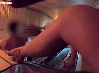 Wife In Sauna Teases Strangers
