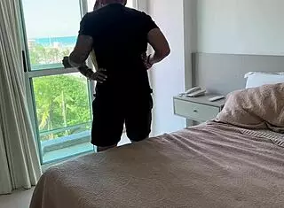 Bodybuilder Wakes Plump Tourist With Oral, Then Fucks Her Hairy Pussy Cowgirl To Orgasm.