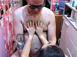 Barber Babe Showcases Her Perfect Natural Tits In The Shop