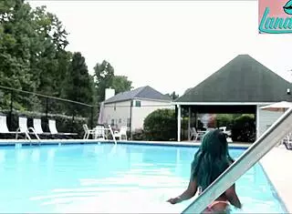 lana lava flashes big black cock and tits poolside