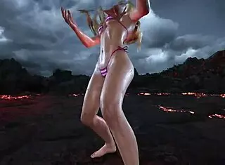 I play with Lili's big tits in bikini during the game. Tormenting her boobs and teasing her body