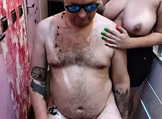 Barber Babe Showcases Her Perfect Natural Tits In The Shop