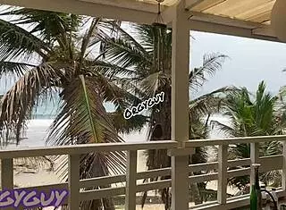 Ebony Wife Flashes Pussy at Beach House