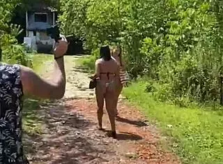 Three Hotties Enter Forest for Hairy Pussy Fun