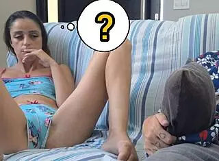 Father-in-law chases redhead teen at home