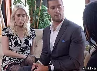 Would you submit to this ebony journalist's bound threesome bdsm session?