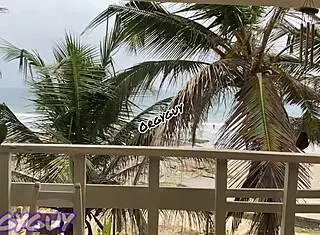 Ebony Wife Flashes Pussy at Beach House