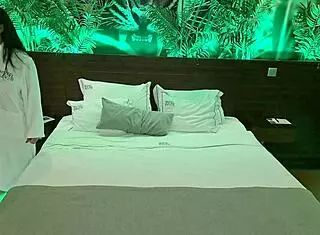 latina milf oils chubby handyman in hotel