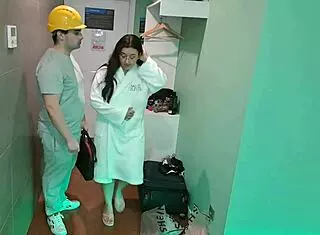 latina milf oils chubby handyman in hotel