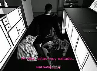 Polka dots brighten up a steamy kitchen cartoon encounter