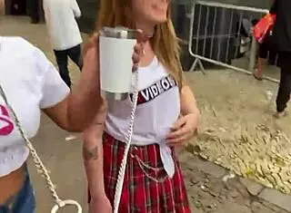 Walking Girls With Collars In Sao Paulo Center Exhibitionism On The Street