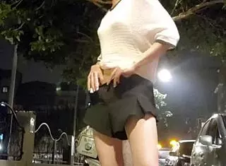 shemale ting xuan shows butt outdoors and cums on legs 😏