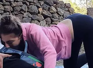 Risky outdoor blowjob with tall teen 😏