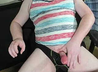 red head lubes up cock to masturbate and edge