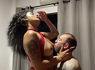 Little firefighter puts out brunette's fire by fucking her hard