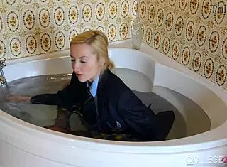 horny sophia shows wet panties in college uniform