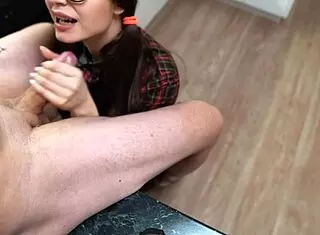 Neighbor sucks monster cock for facial cumshot